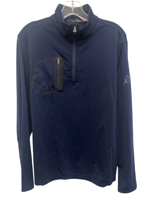 RLX Size L Blue Synthetic Solid Quarter Zip Men's Long Sleeve Shirt Blue / L