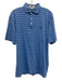 Peter Millar Size M Blue & White Cotton Blend Striped Polo Men's Short Sleeve Blue & White / M