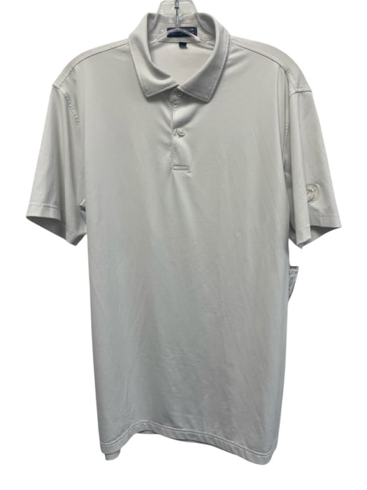 Peter Millar Size M White Synthetic Solid Polo Athleisure Men's Short Sleeve White / M