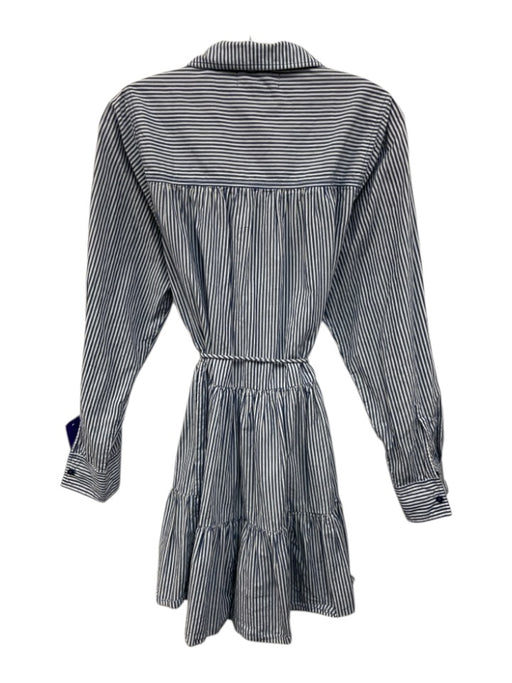 Apiece Apart Size S Blue & White Cotton Long Sleeve Stripe Buttons Dress Blue & White / S