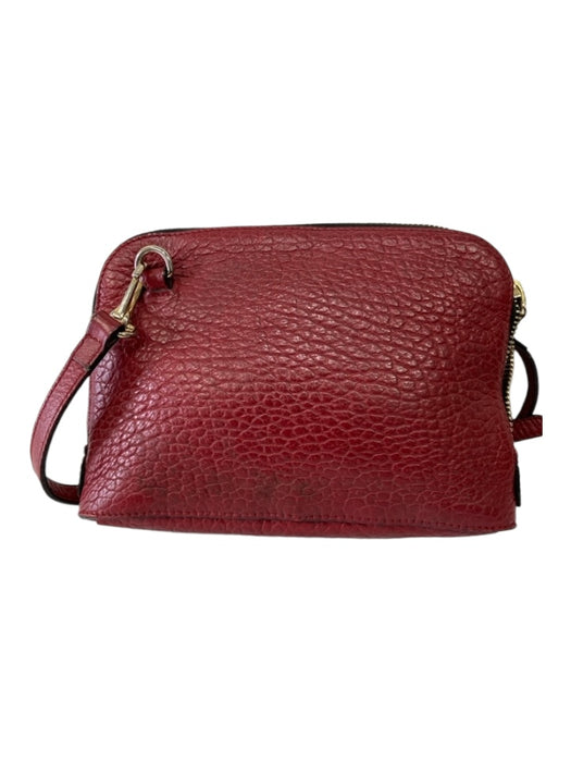 Burberry Dark Red Grained Leather Zip Top Crossbody Strap Bag Dark Red / S