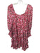 Alice + Olivia Size 4 Pink, Red, Green Viscose Blend Long Sleeve Floral Dress Pink, Red, Green / 4