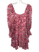 Alice + Olivia Size 4 Pink, Red, Green Viscose Blend Long Sleeve Floral Dress Pink, Red, Green / 4
