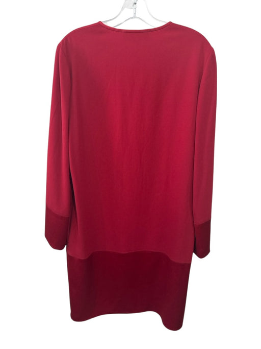 Paule Ka Size 40 Red Triacetate Blend Long Sleeve Mixed Fabric Split Neck Dress Red / 40
