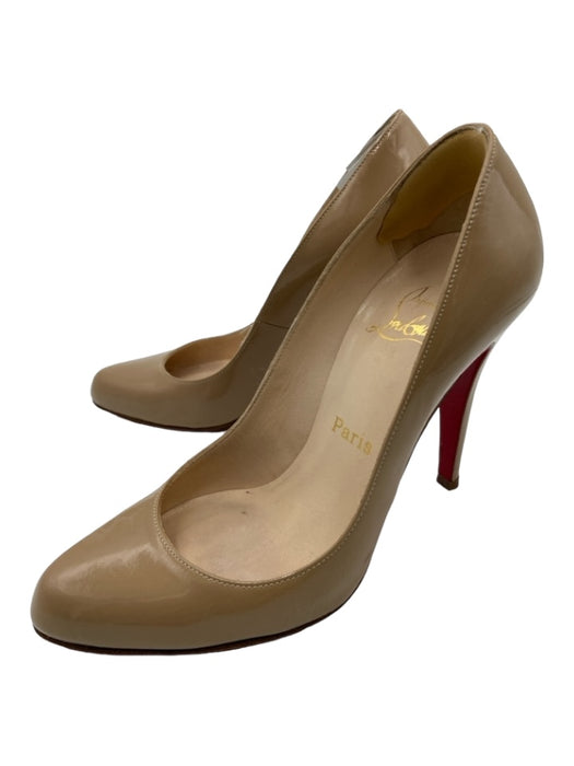 Christian Louboutin Shoe Size 36.5 Taupe Patent Leather Almond Toe Pumps Taupe / 36.5