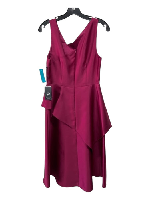 Adrianna Papell Size 8 Maroon Polyester Asymetric Neckline Back Zip Pleat Gown Maroon / 8