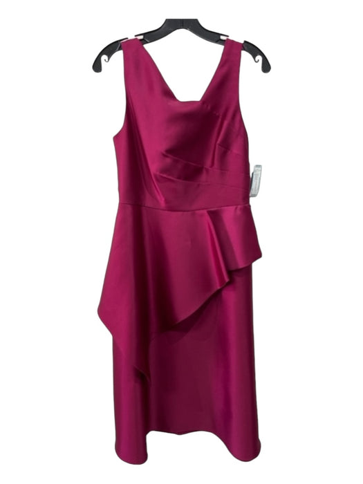 Adrianna Papell Size 8 Maroon Polyester Asymetric Neckline Back Zip Pleat Gown Maroon / 8