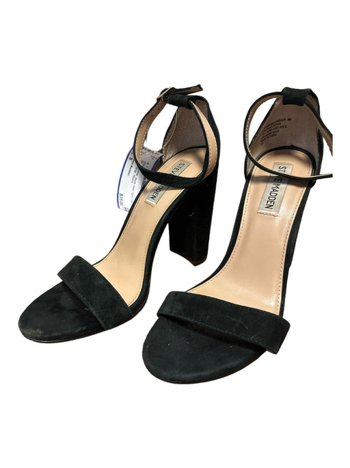 Steve Madden Shoe Size 8 Black Suede Block Heel Open Toe Ankle Strap Shoes Black / 8
