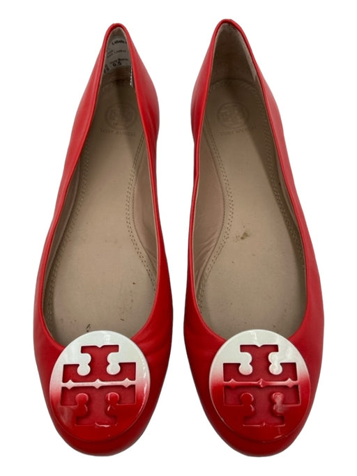 Tory Burch Shoe Size 9.5 Red Leather round Logo Ombre Flats Red / 9.5