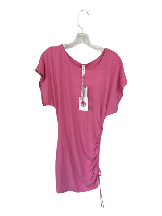 Daily Practice Size M Pink Viscose Blend Drawstring Short Sleeve Midi Dress Pink / M