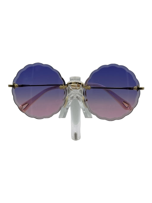 Chloe Pink & Purple Metal Ombre Circle Case Included Sunglasses Pink & Purple