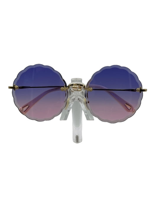 Chloe Pink & Purple Metal Ombre Circle Case Included Sunglasses Pink & Purple