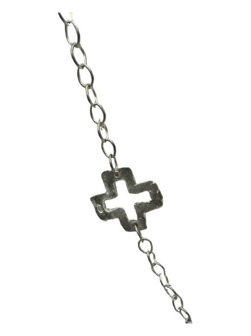 Susan Shaw Silver Tone 925 Sterling Silver cross Stationed Balls Necklace Silver Tone