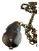 Tootsies Brown & Brass Stone & Horn Brass Hardware Rollo Chain Tie Neck Necklace Brown & Brass