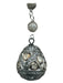 Tootsies Gray Print Stone Beaded Chain Egg Pendant Spring Lock Necklace Gray Print