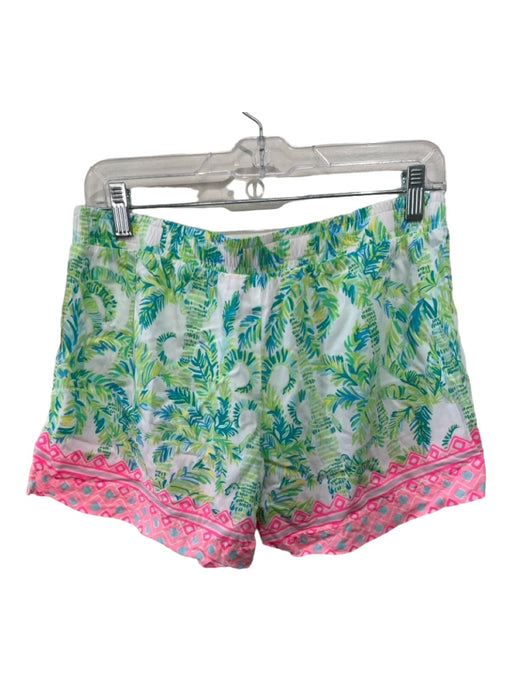 Lilly Pulitzer Size M Green, Pink, White Rayon Elastic Waist Tropical Shorts Green, Pink, White / M