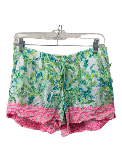 Lilly Pulitzer Size M Green, Pink, White Rayon Elastic Waist Tropical Shorts Green, Pink, White / M