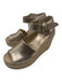 Marc Fisher Shoe Size 11 Gold & Beige Leather & Raffia Espadrille Sandal Wedges Gold & Beige / 11