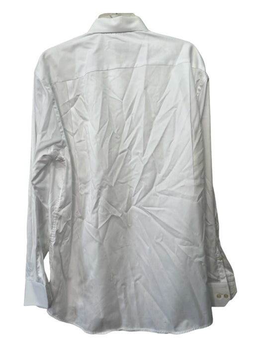 Eton Size 16 White Cotton Solid Miltered Button Down Men's Long Sleeve Shirt 16