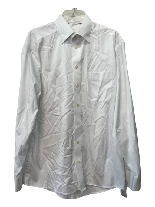 Eton Size 16 White Cotton Solid Miltered Button Down Men's Long Sleeve Shirt 16