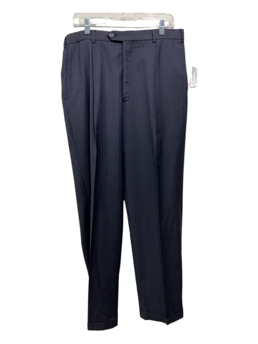 Armani Size 36 Navy Wool Blend Striped Pleats Dress Men's Pants 36