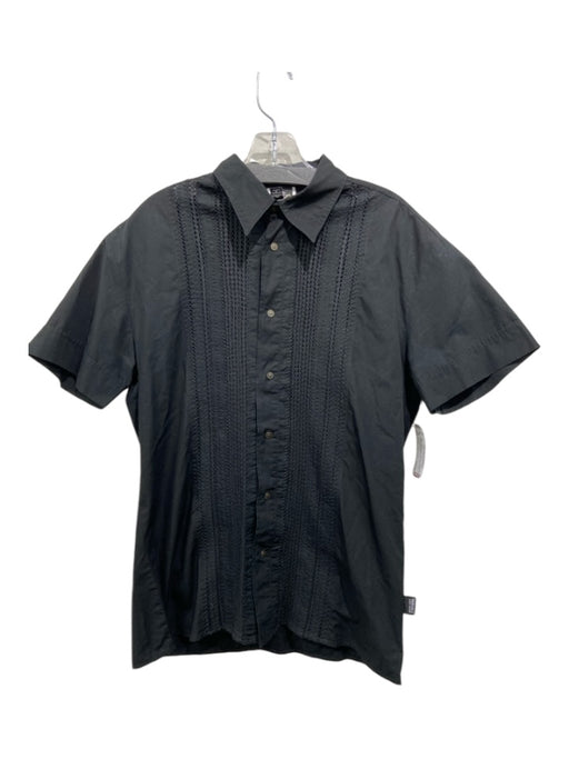 Versace Size L Black Cotton Blend Knit Button Down Men's Short Sleeve L