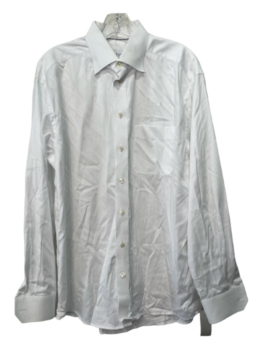 Eton Size 16 White Cotton Solid Button Down Men's Long Sleeve Shirt 16