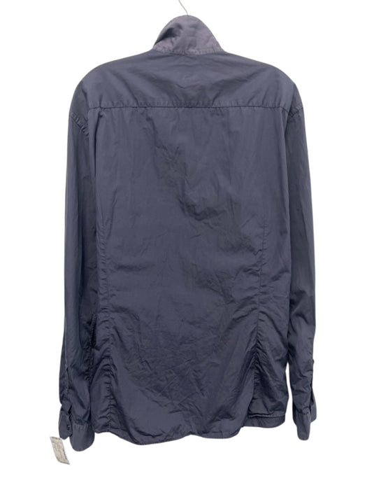 Giorgio Armani Size 17.5 Navy Blue Cotton Solid Zipper Men's Jacket Navy Blue / 17.5