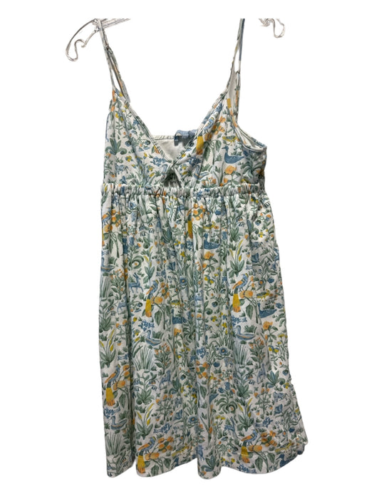 Hill House Size M White, Blue, Green Cotton Nature Print Spaghetti Strap Dress White, Blue, Green / M