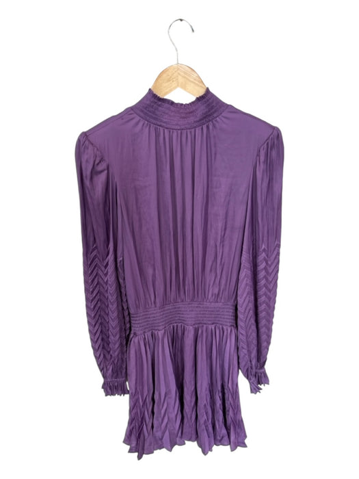 Ramy Brook Size S Purple Polyester Mock Neck Long Sleeve Elastic Waist Dress Purple / S