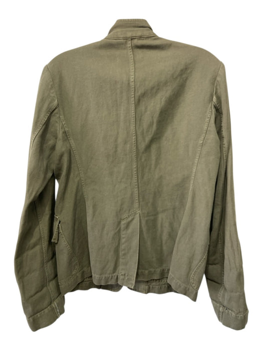 Nili Lotan Size Small Olive Green Cotton Blend Long Sleeve Button Front Jacket Olive Green / Small