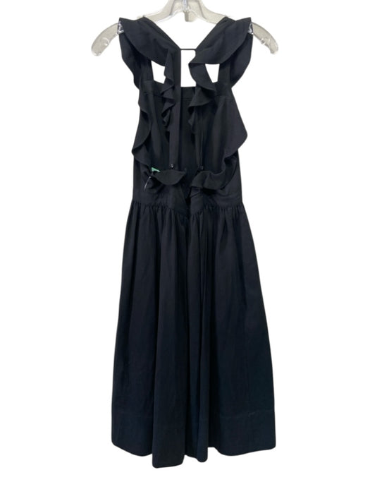 Ulla Johnson Size 4 Black Tencel Blend Sleeveless Ruffles Gathered Dress Black / 4