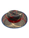 Blue, Red, & Black Straw Ribbon trim Abstract Print Sun Hat Blue, Red, & Black / S
