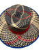 Blue, Red, & Black Straw Ribbon trim Abstract Print Sun Hat Blue, Red, & Black / S