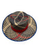 Blue, Red, & Black Straw Ribbon trim Abstract Print Sun Hat Blue, Red, & Black / S