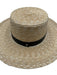 Janessa Leone Beige & Black Straw Flat Crown Leather Band Woven Sun Hat Beige & Black / S