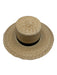 Janessa Leone Beige & Black Straw Flat Crown Leather Band Woven Sun Hat Beige & Black / S