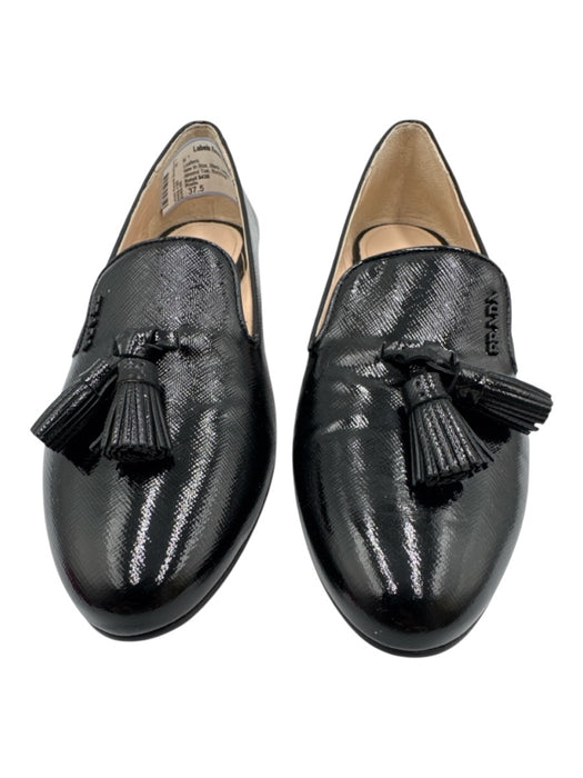 Prada Shoe Size 37.5 Black Leather Tassels Almond Toe Loafers Black / 37.5