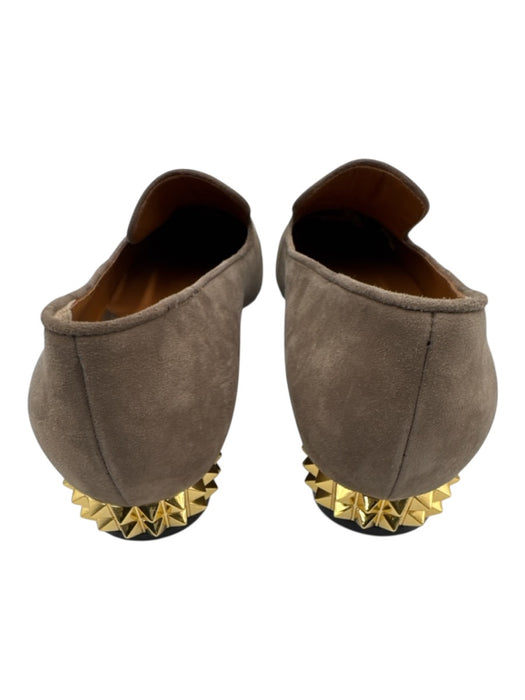 Fendi Shoe Size 37.5 Gray & Gold Suede Square Toe Studded Slip On Loafers Gray & Gold / 37.5