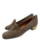 Fendi Shoe Size 37.5 Gray & Gold Suede Square Toe Studded Slip On Loafers Gray & Gold / 37.5