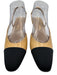Chanel Shoe Size 38.5 Beige & Black Leather Cap Toe Slingbacks Pumps Beige & Black / 38.5