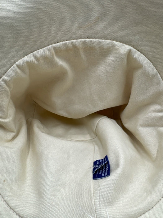 Hatattack Cream & Blue Cotton Wide Brim Stripe Sun Hat Cream & Blue