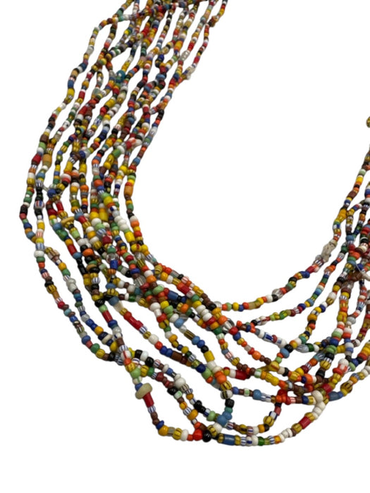 No Brand Yellow, Blue, Multi Beaded Glass Beads Stripes Multi Strand Necklace Yellow, Blue, Multi