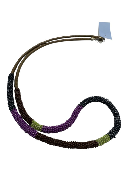 No Brand Blue, Purple, Green Beaded Lobster Clasp Stripe Necklace Blue, Purple, Green