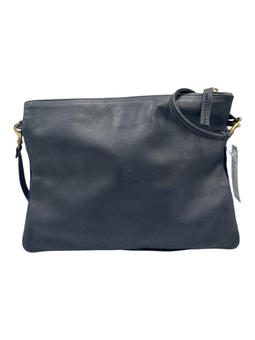 Clare V Dark Blue Pony Hair Gold Zipper Pouch Crossbody Bag Dark Blue / S