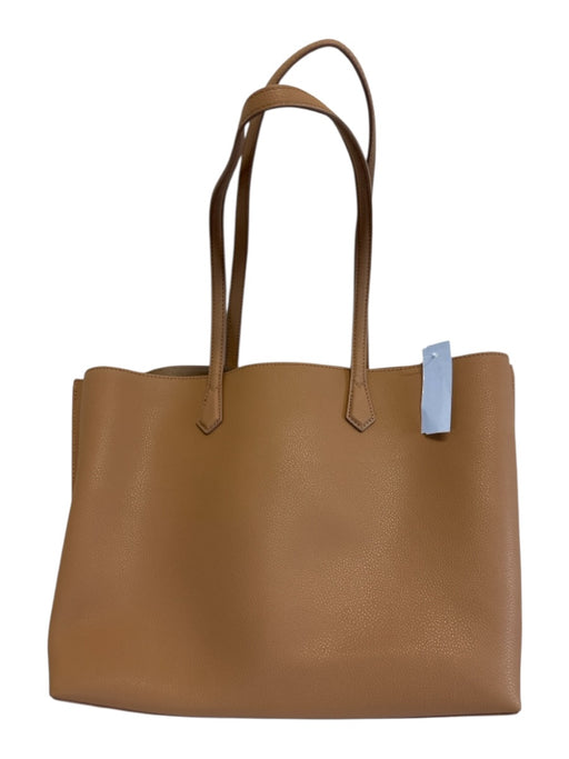 Quince Beige Pebble Leather Top Handles Gold Hardware Open Top Tote Bag Beige / L