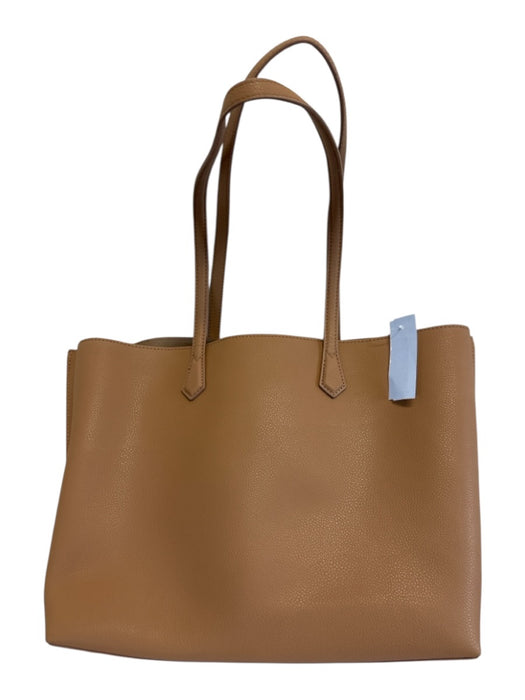 Quince Beige Pebble Leather Top Handles Gold Hardware Open Top Tote Bag Beige / L
