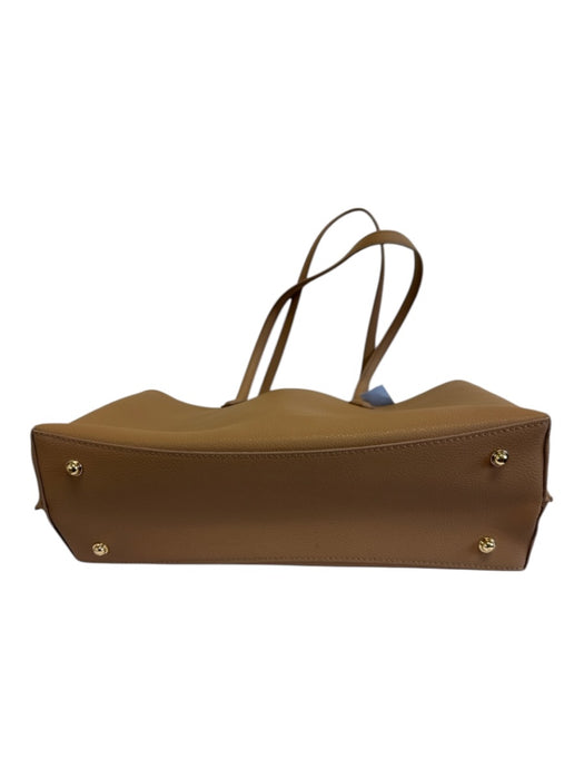 Quince Beige Pebble Leather Top Handles Gold Hardware Open Top Tote Bag Beige / L
