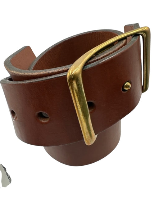 Ann Mashburn Brown Leather Brass Buckle Wide Belts Brown / 28