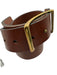Ann Mashburn Brown Leather Brass Buckle Wide Belts Brown / 28